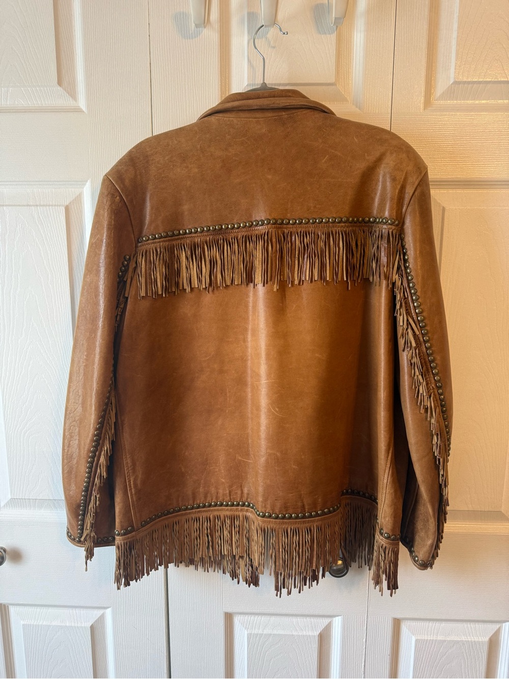 Double D Ranch Leather Fringe Jacket with Stud Trim - Picture 2 of 4